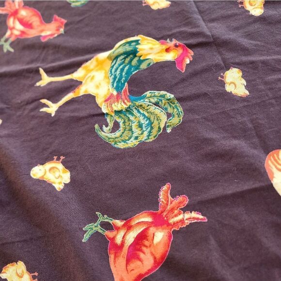 April Cornell Farm House Chicken & Rooster Tablecloth Napkins Chocolate Brown - Picture 11 of 16